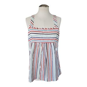 Akira Chicago Multicolor Striped Sleeveless Tank Top – S L – Red, White & Blue